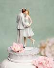 Leg Pop Bride & Groom Pearl Flower Wedding Cake Topper