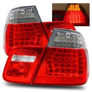  99 01 BMW 3 Series E46 Sedan Red/Clear LED Tail Lights 