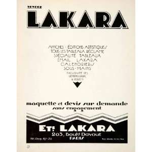  1929 Ad Lakara Advertising Agency 203 Boulevard Davout 