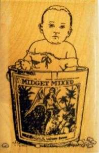 RCRW Child Baby Sitting in a Metal Bucket Rubber Stamp  