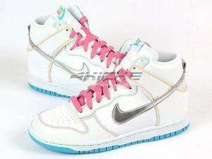 Nike Dunk High (GS) White/Silver/Pink Girls Shoes 2011  