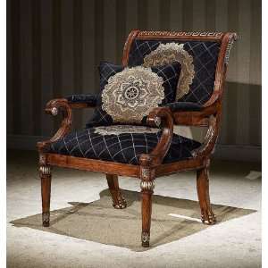  Chair wood inlay french fabric: Home & Kitchen