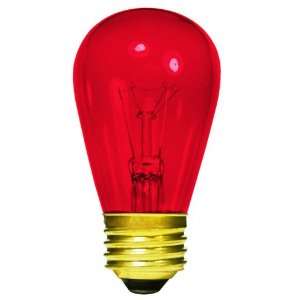 Club Pack of 25 Transparent Red E26 Base Replacement S14 Light Bulbs 