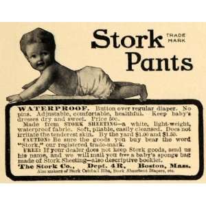  1909 Ad Stork Co Waterproof Infant Pant Sheeting Fabric 
