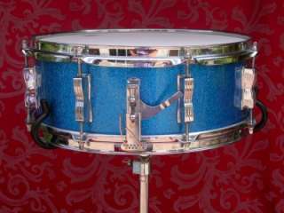 1965 LUDWIG 14 JAZZ FESTIVAL BLUE SPARKLE SNARE DRUM LOT #A67  