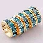 10PC 10MM BLUE RHINESTONE SPACER CHARM BEADS FIT CHAIN