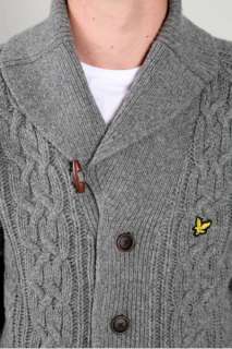 LYLE & SCOTT VINTAGE Shawl Cable Knit Cardigan Grey Maglione Grigio 