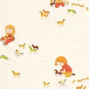  Heather Ross canvas fabric child horses Far Far Away 3 