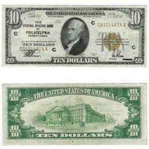  1929 Ten Dollars, Federal Reserve Bank of Philadelphia 