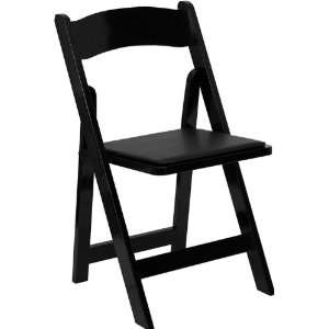   Flash Furniture Black Wood Folding Chair w/Padded Seat: Home & Kitchen