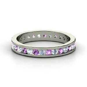  Alondra Eternity Band, 14K White Gold Ring with Amethyst 