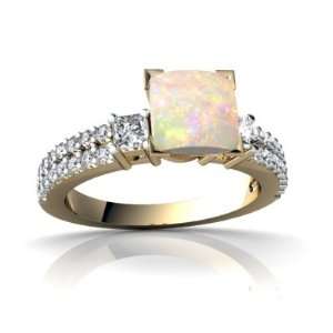  14K Yellow Gold Square Genuine Opal Engagement Ring Size 7 
