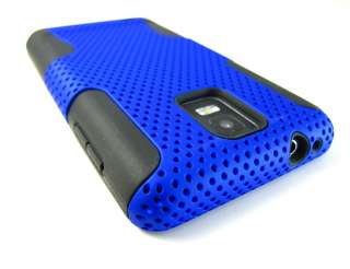 BLUE PERFORATED RUBBERIZED HARD SOFT CASE COVER SAMSUNG INFUSE 4G 