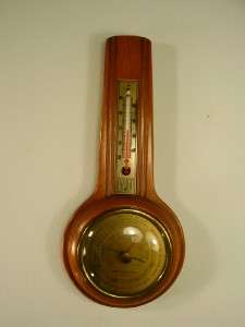   Wall BAROMETER/THERMOMETER Weather Station~Mahogany/Brass/Glass  