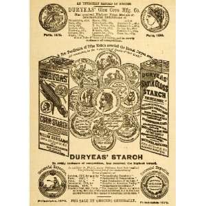  1883 Ad Duryeas Starch Glen Cove Prize Medal Corn 