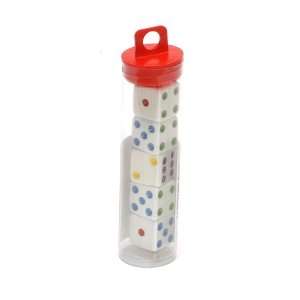   Cornered Opaque White with Multi colored spots Dice: Toys & Games