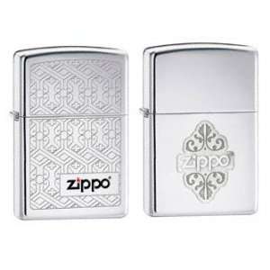  Zippo Lighter Set   Snowflake Engraved and Repeating Logo 