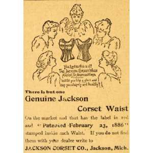 1894 Ad Genuine Jackson Corset Waist Victorian Women   Original Print 