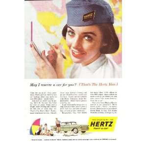  1957 Ad Hertz Rent A Car Secretary Original Vintage Print 