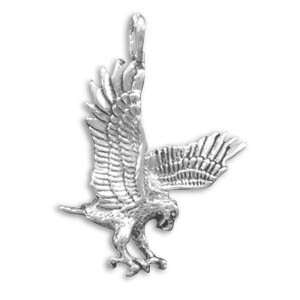    Sterling Silver Charm Pendant Hawk Eagle Falcon Bird Jewelry