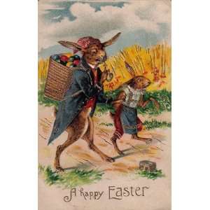  Vintage A Happy Easter Gold Foil Made In Germany Post Card 