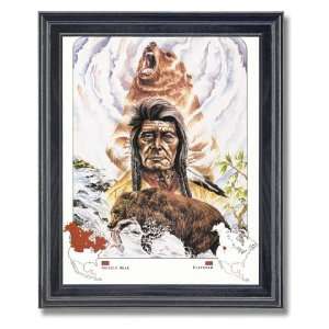 Native American Indian Flathead Tribe Grizzly Bear Wall Picture Framed 