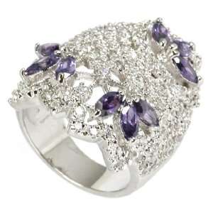  Pave & Amethyst Flower Ring Jewelry