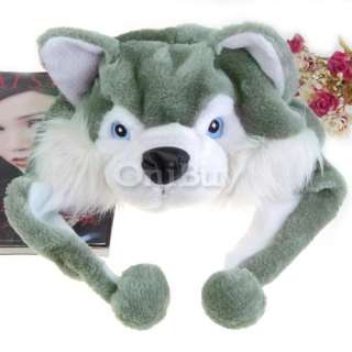 Cool Fluffy Plush Wolf Animal Earflap Hat Cap Soft Warm [SKU 12 
