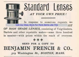 1900 Print Ad Benjamin French Darlot Camera Lens Boston  