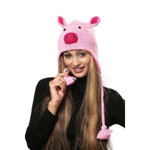  Pink Piggy Pom Pom Knit Hat Toys & Games