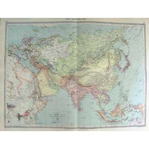  HARMSWORTH MAP 1906 ASIA POPULATION INDIA CHINA BORNEO 