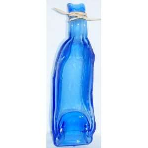 Upcycled, Melted, Slumped Pinnacle Blue Liquor Bottle Bowl with Hooked 