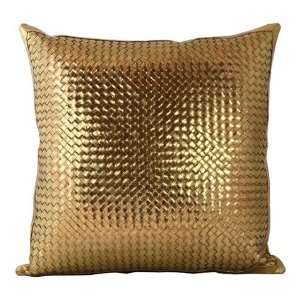    Lance Wovens Bling Antique Gold Leather Pillow: Home & Kitchen