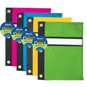  BAZIC Bright Color 3 Ring Pencil Pouch, Case Pack 24 
