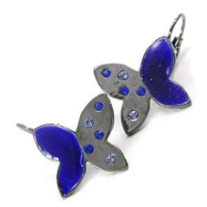  french touch loops Papillon De Cristal blue.: Jewelry