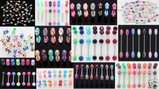 1000 WHOLESALE Assorted Tongue Rings Body Jewelry Lot  