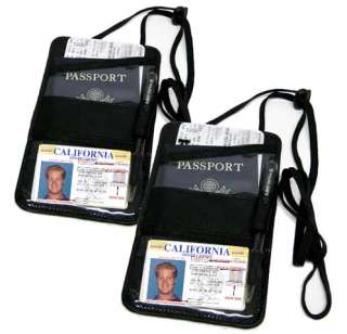 TWO PASSPORT Leather ID CARD Holder Neck Pouch Wallet  