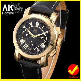 AK Homme Elegant Skeleton Mechanical Mens Wrist Watch  