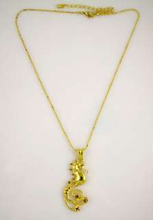 GOLD CHAMPAGNE SEAHORSE PENDANT NECKLACE MADE W SWAROVSKI CRYSTAL 