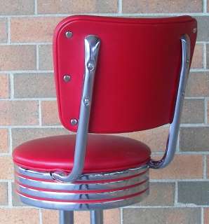 Vitro Seating 50s Style DINER STOOL Red/Chrome Pub Chair Bar Barstool 