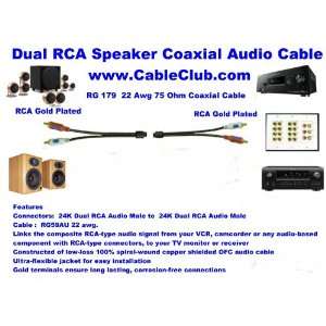  Dual RCA Subwoofer Speaker Coaxial Audio Cable 15 Ft 