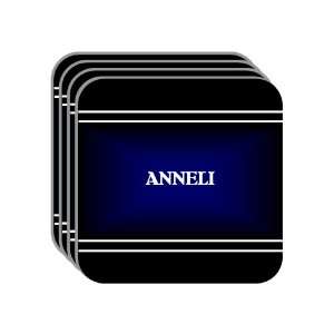 Personal Name Gift   ANNELI Set of 4 Mini Mousepad Coasters (black 