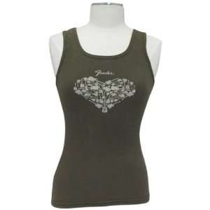  Fender® Ladies Heart Tank, Army Green, M Musical Instruments