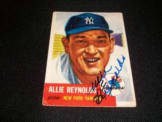 New York Yankees Allie Reynolds Auto Signed 1953 Topps Card #141 JSA H 