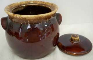 Hull Brown Drip Bean Pot With Lid Ovenproof USA Exc Con  
