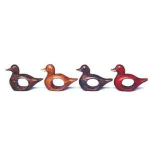  Wooden Duck Napkin Rings   Set of 4: Kitchen & Dining