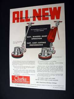 Clarke Floor Maintainer Machine 1959 print Ad  