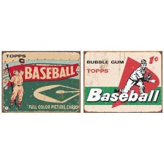 Baseball Tin Metal Sign Bundle   2 retro signs Topps 1954 Baseball 