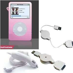  Silicone Case for Apple Ipod Video 30g + White Car Charger for Apple 