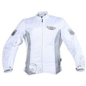  Power Trip Angel Ladies Motorcycle Jacket White/Grey Extra 